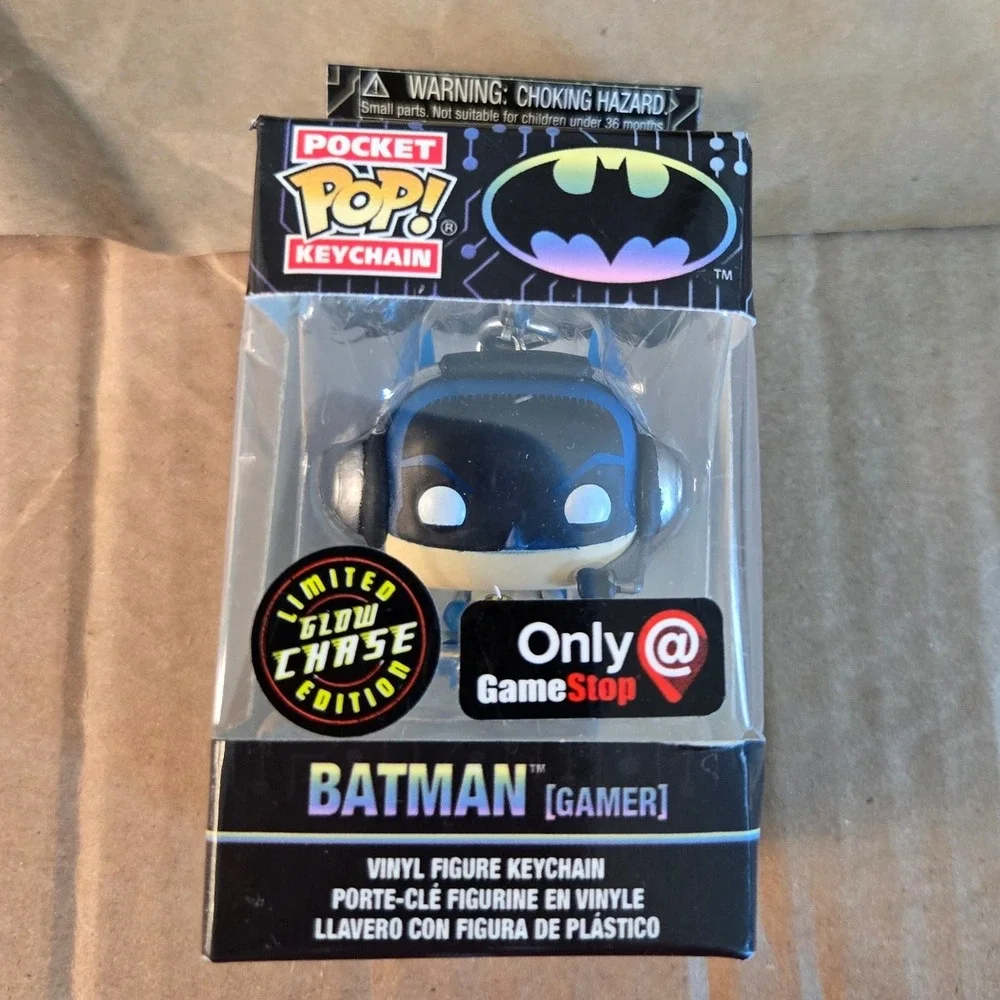 Funko Pocket Pop Keychain Batman Gamer Limited Glow Chase GameStop Exclusive DC